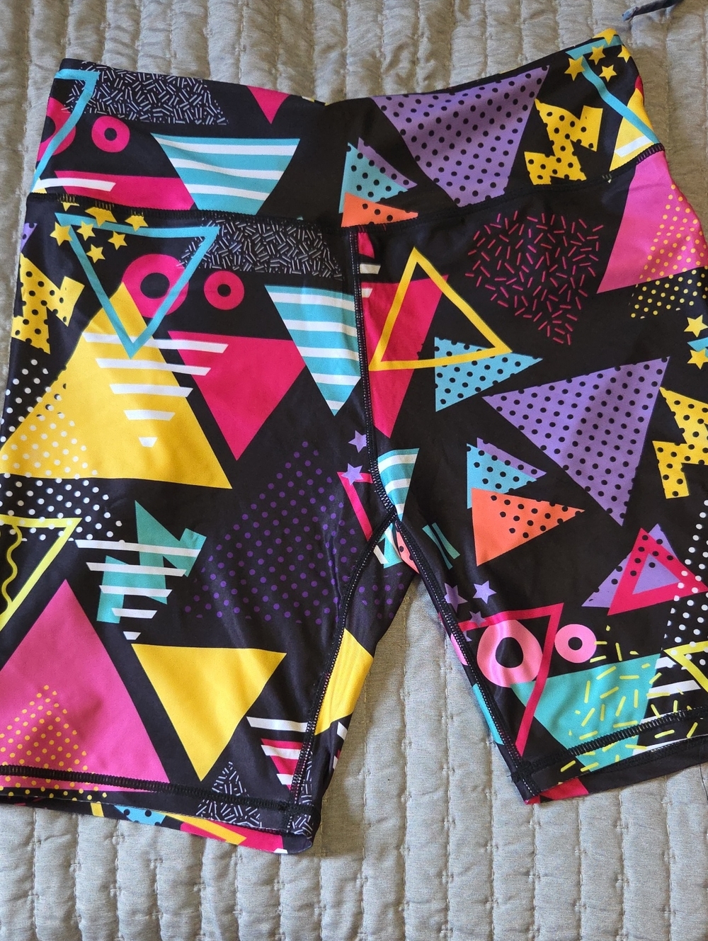 Women’s Black Geometric Print Workout Shorts